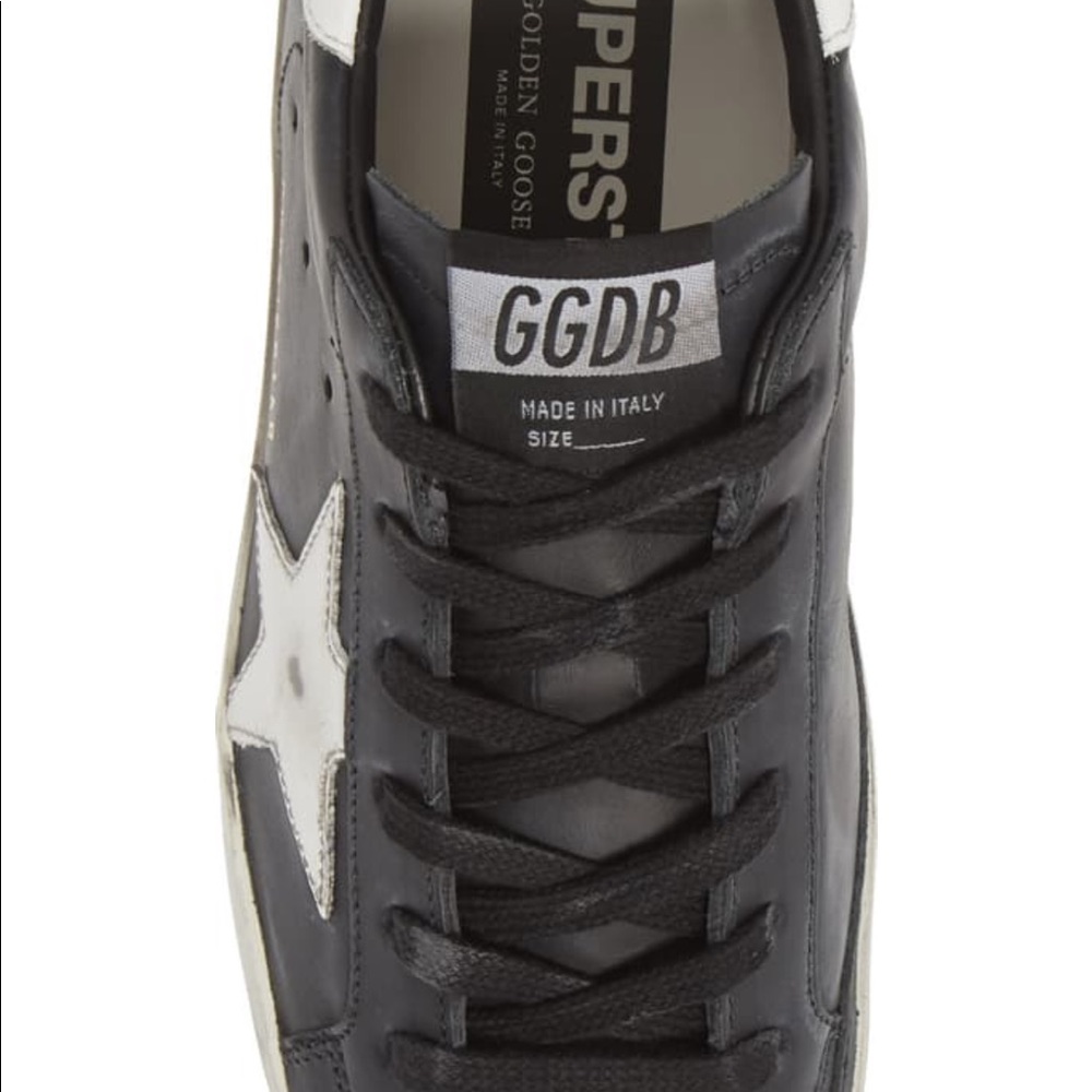 Golden Goose Black Leather Superstar Sneakers with White Star - Picture 3 of 15